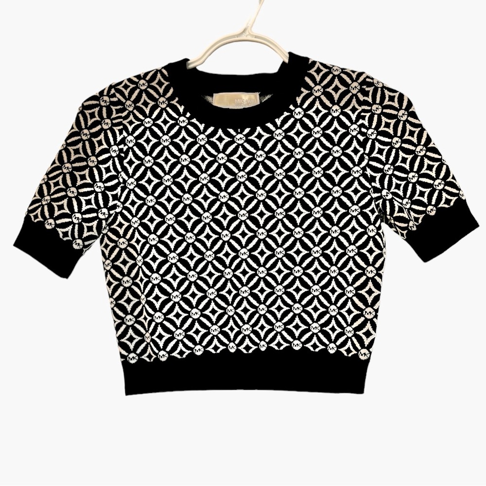 MICHAEL MICHAEL Kors crop top black and white logo Size S short sleeves